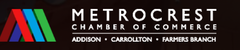 Metrocrest Chamber of Commerce logo with multicolor “M” and Addison, Carrollton, Farmers Branch text