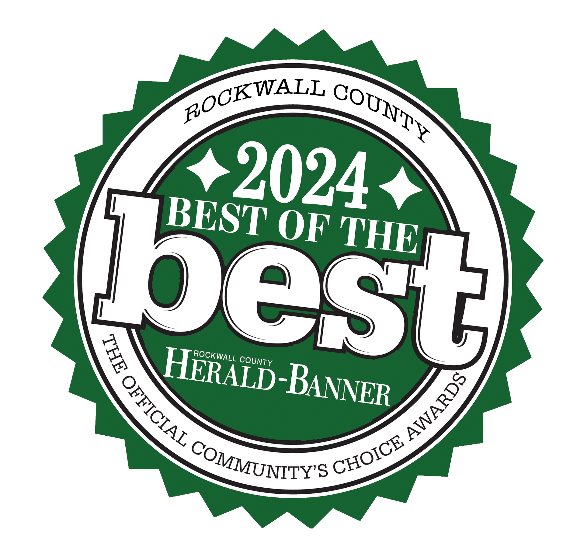 2024 Rockwall County Best of the Best Herald-Banner award seal in green and white