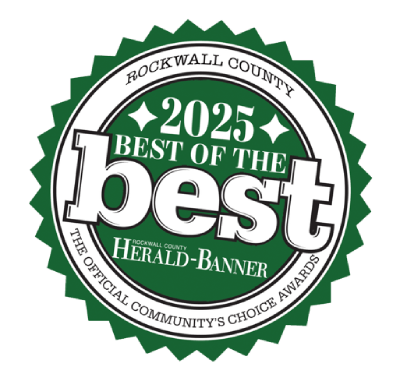2025 Best of the Best Rockwall County Herald-Banner green award seal