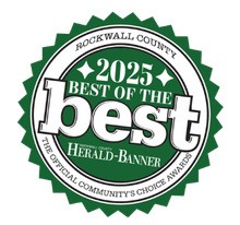 2025 Best of the Best Rockwall County Herald-Banner green award seal