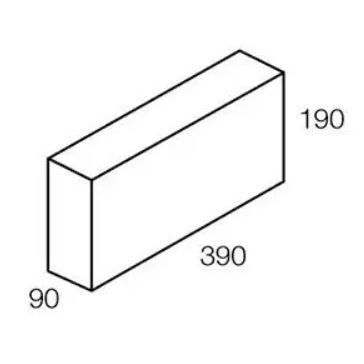 Isometric view of a rectangular brick with dimensions: 390x190x90 (units not specified).