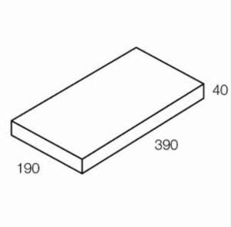Isometric view of a rectangular brick with dimensions 190x390x40.