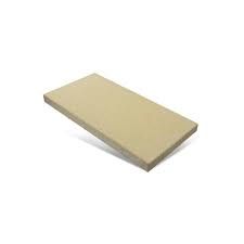 Tan rectangular pizza stone on a white background.
