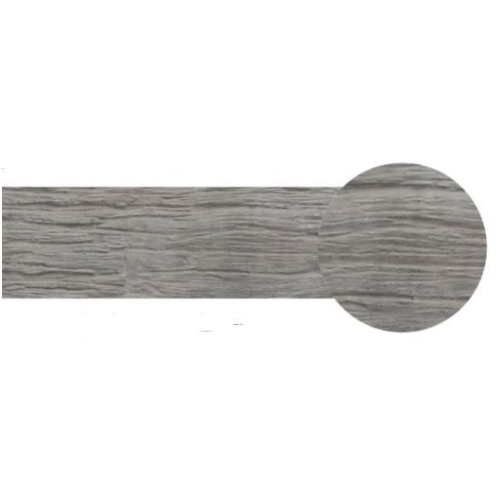 Gray wood-look flooring with a rounded end.