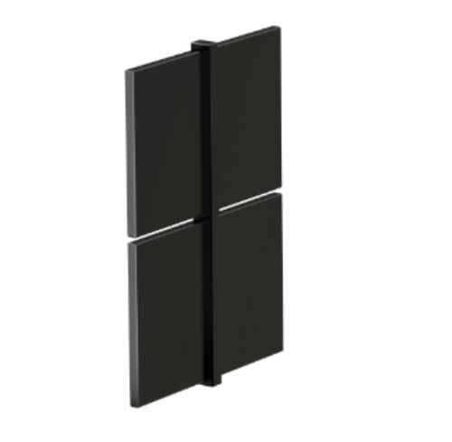 Four black square panels attached to a central vertical bar.