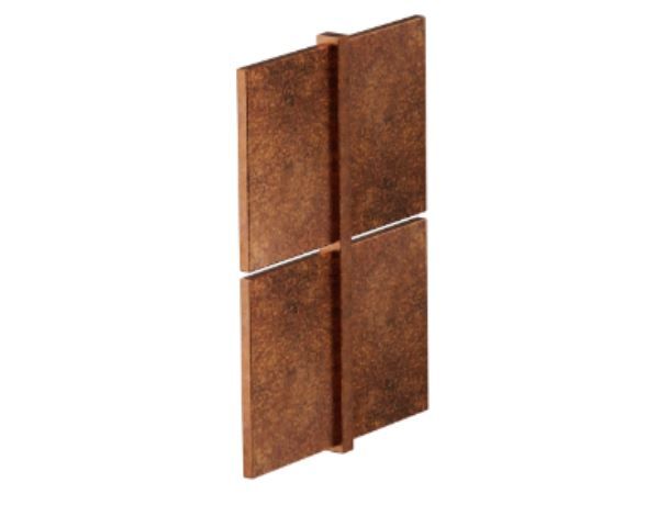 Four copper-colored wall panels arranged in a cross shape, against a white background.