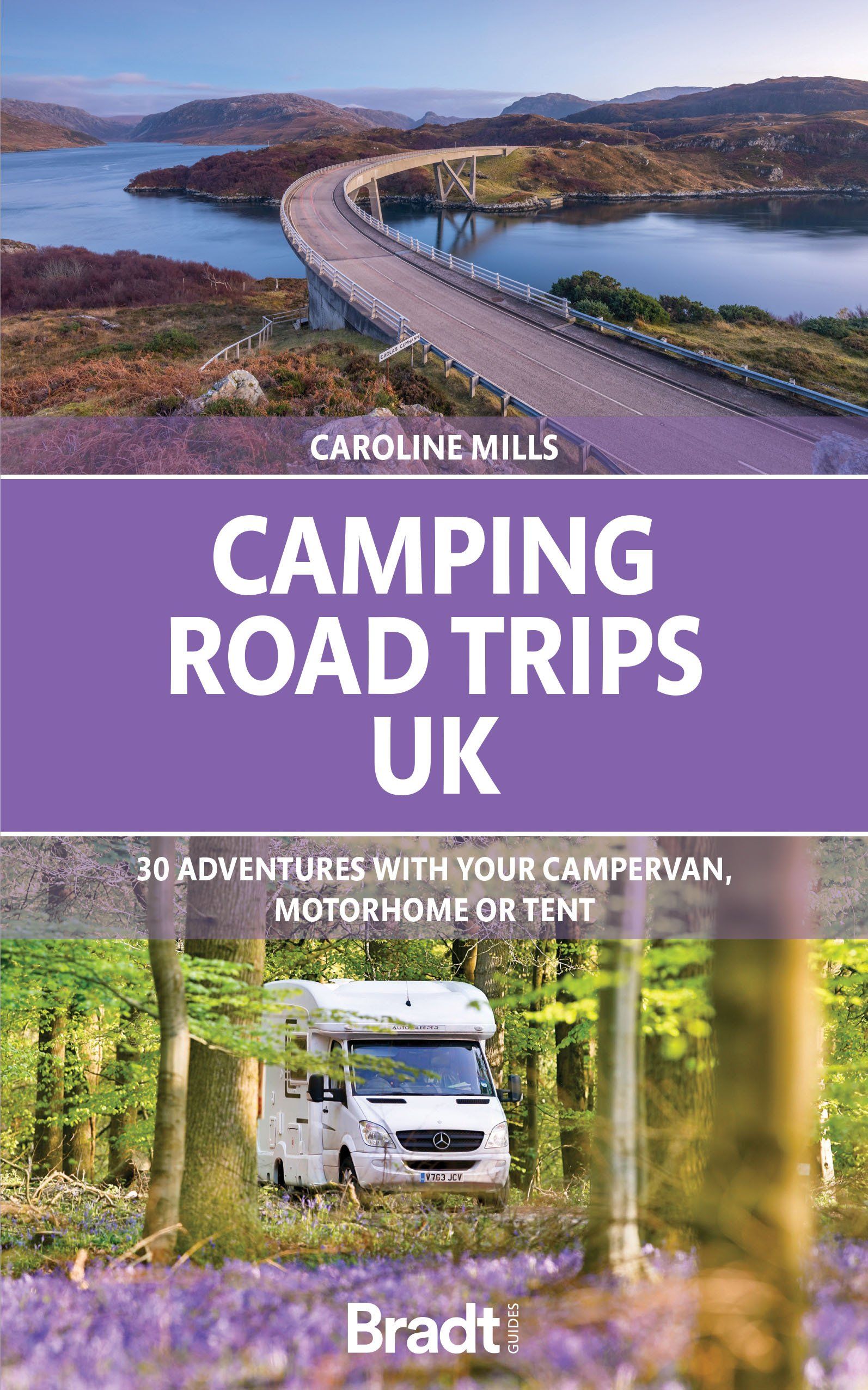 The cover of a book about camping road trips in the uk.