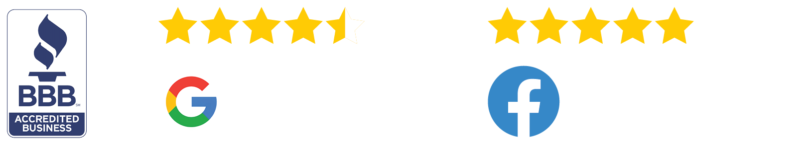 Google and Facebook 5 Star rated graphic