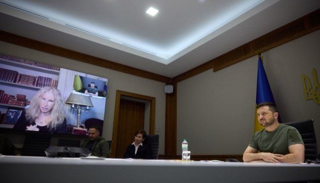 Streisand on Zoom call with President Zelenskyy.
