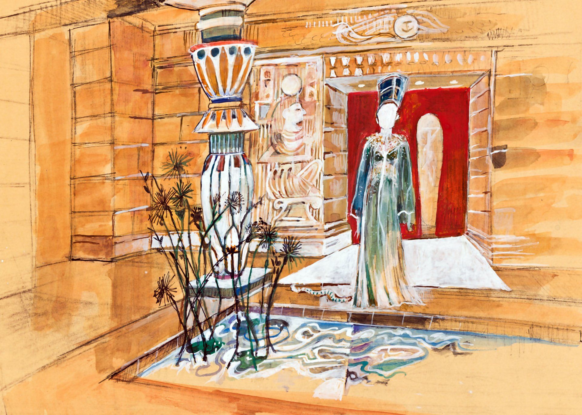 Tom John's set rendering for the Egyptian set.