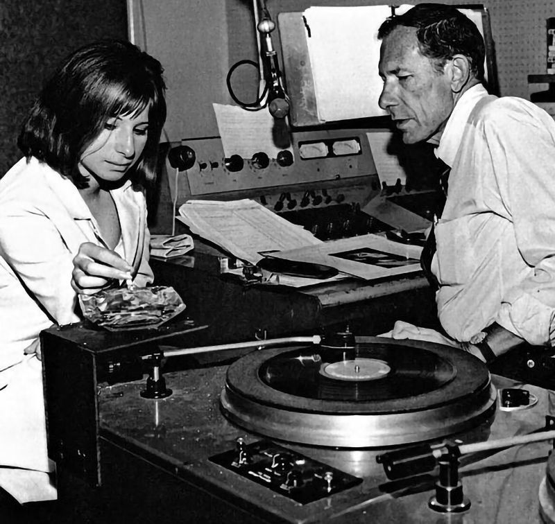 Streisand with Frank Evans at KRHM, Los Angeles