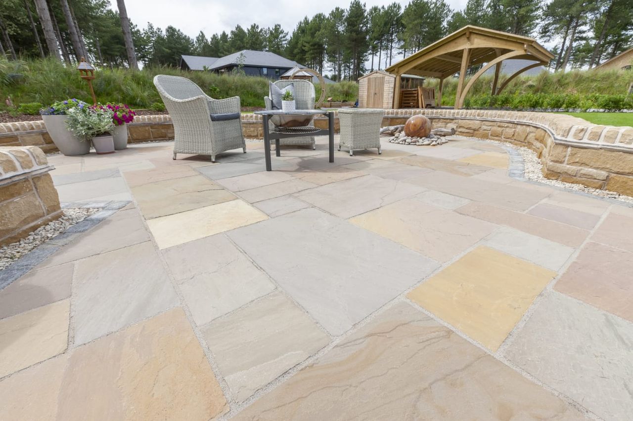 Brown Indian sandstone patio