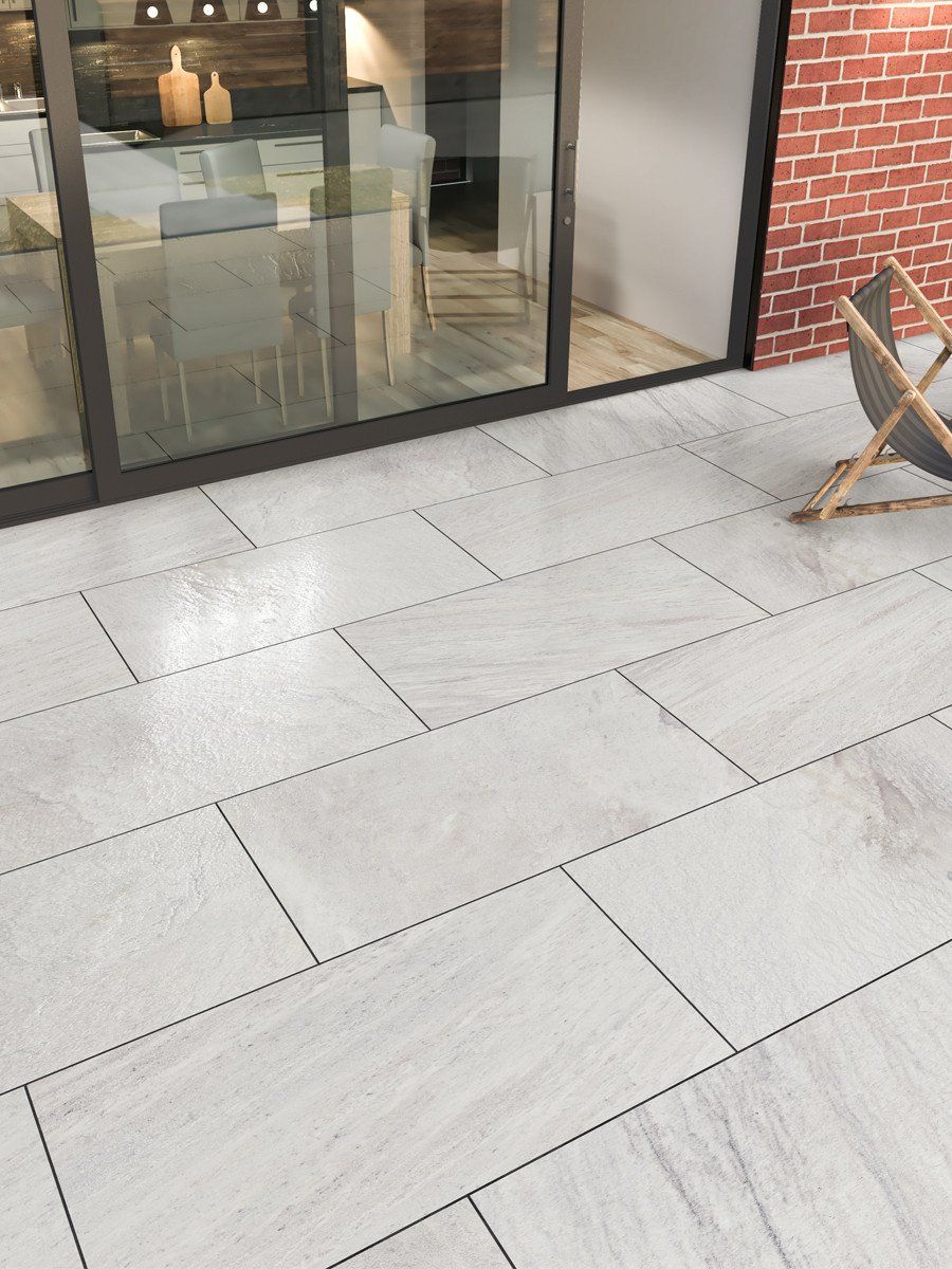 a light porcelain stone patio
