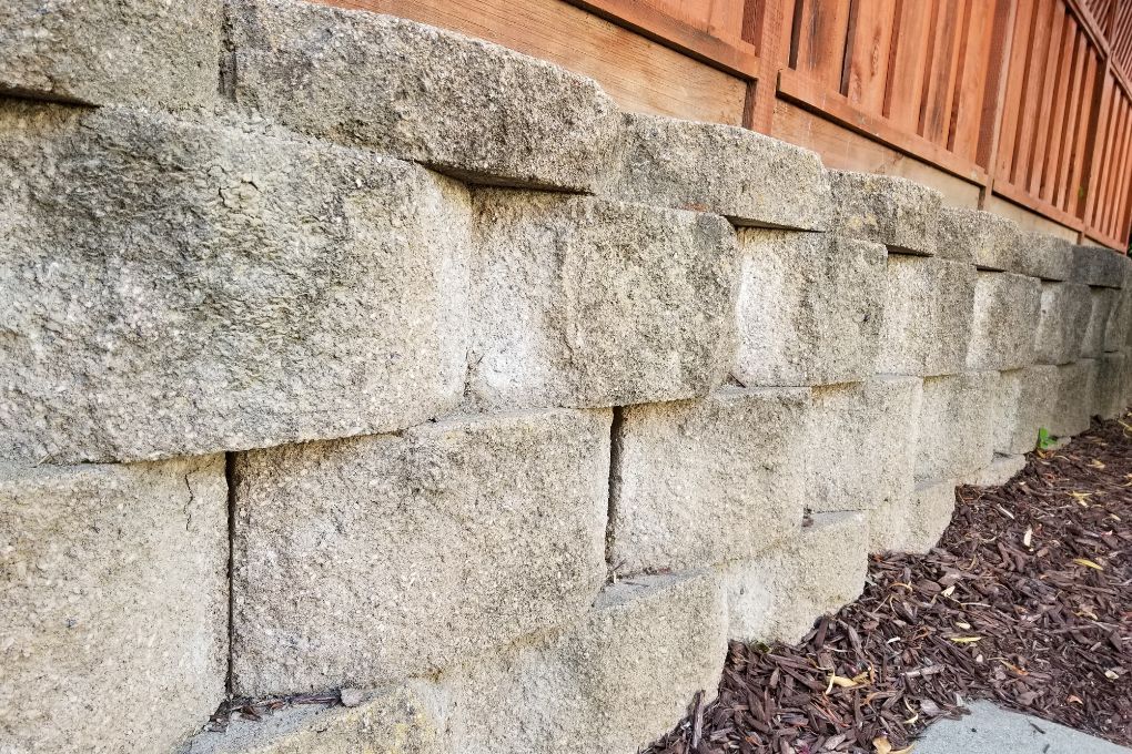 retaining wall built between two gardens