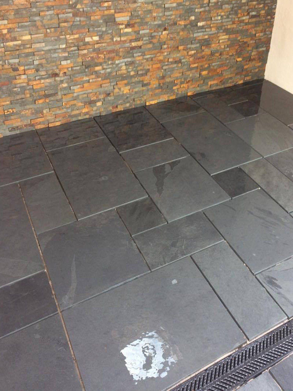 charcoal coloured slate patio