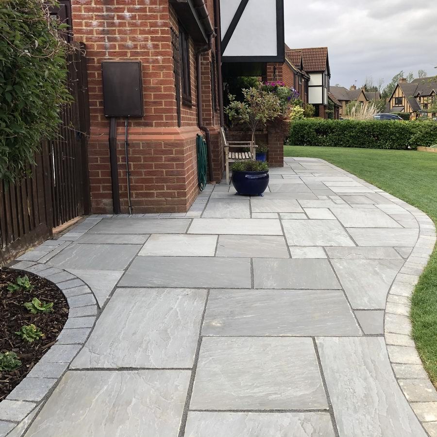 Curved patio and path in Gipton, Leeds