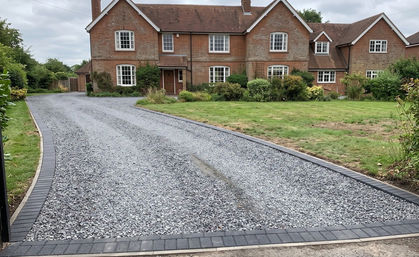 Gravel driveway with block paving edging completed in Alwoodley