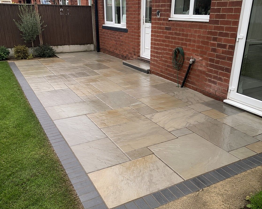 Newly completed Indian stone patio in Horsforth, Leeds