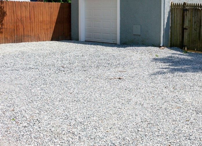 Gravel driveway in front of a garage in Leeds