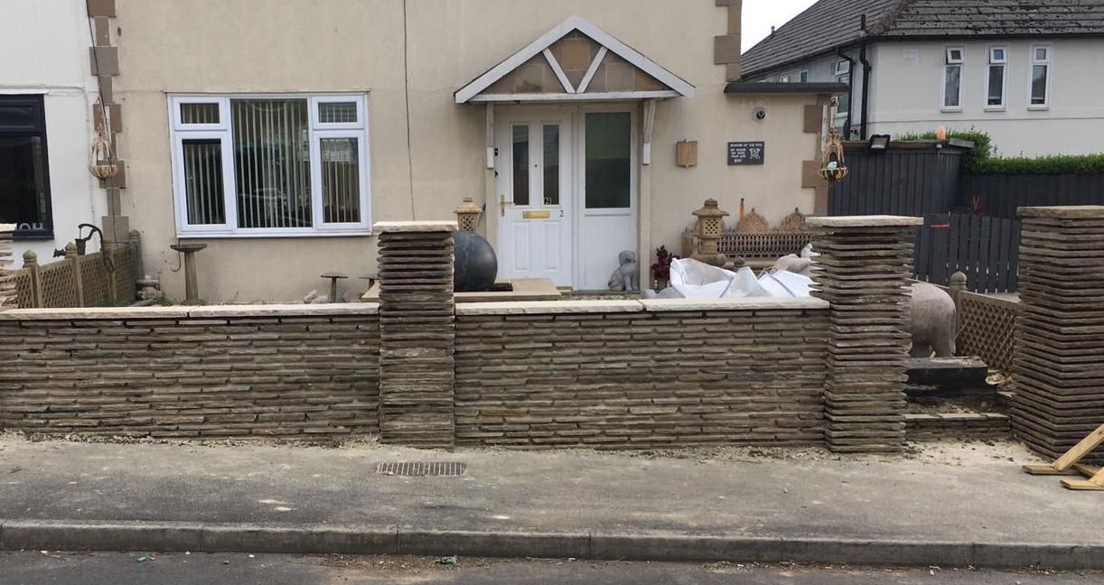 Front garden stone wall built in Leeds
