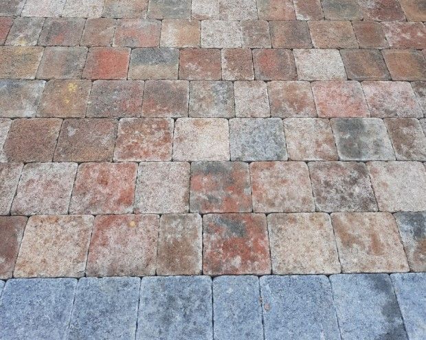 Cobblestone driveway setts being laid