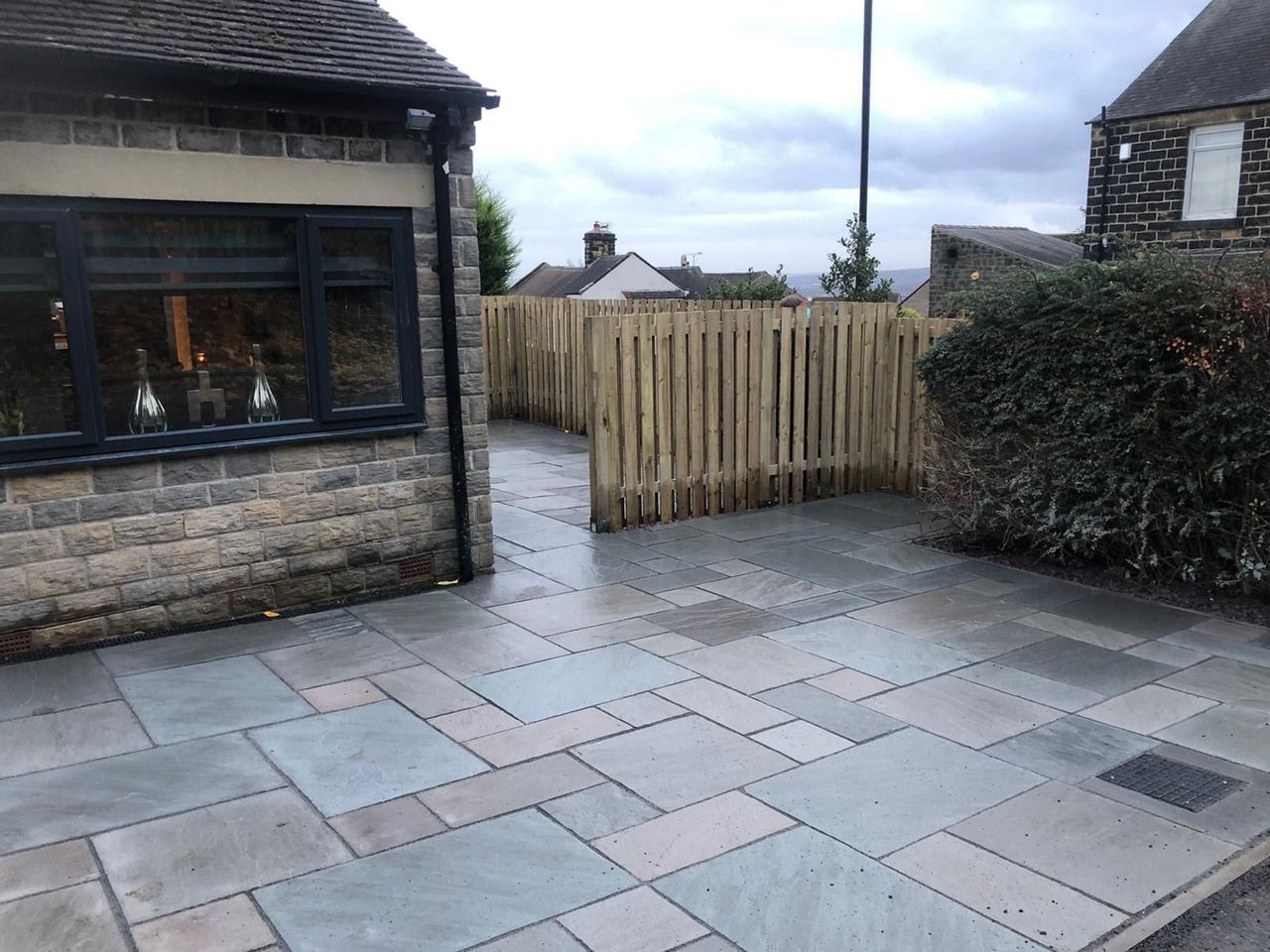 Indian stone driveway being laid at a house in Leeds