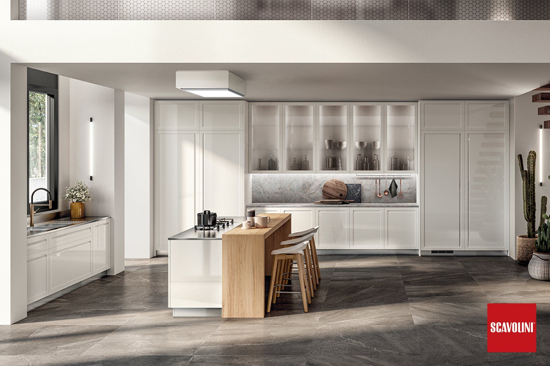 mobili in legno chiaro e bianchi per l'arredamento di cucine a Bologna