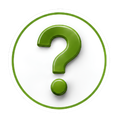 Green question mark inside a green circle on a white background