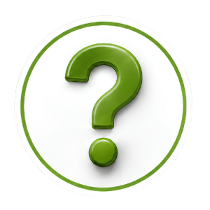 Green question mark inside a green circle on a white background