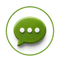 Green chat bubble icon with three white dots inside and a circular outline