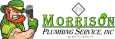 Logo for Morrison Plumbing Service, Inc. featuring a green-clad plumber holding a wrench.