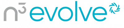 N3evolve logo in gray and teal with a stylized circular arrow icon