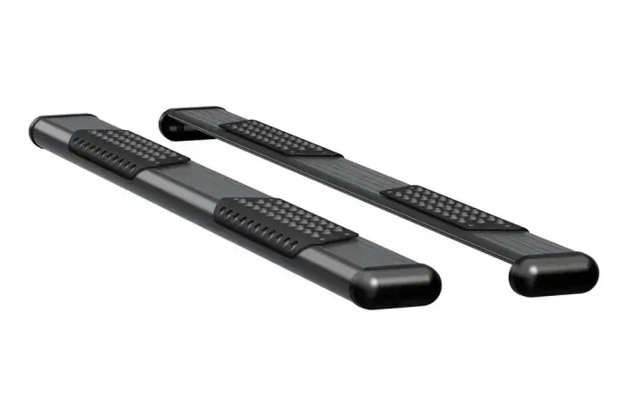 A pair of black side bars on a white background.