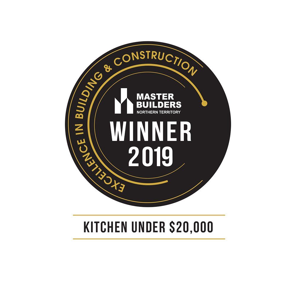 The logo for master builders is a winner of excellence in building and construction.
