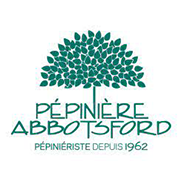 Green logo for Pépinière Abbotsford with tree leaves and “Pépinière depuis 1962” text