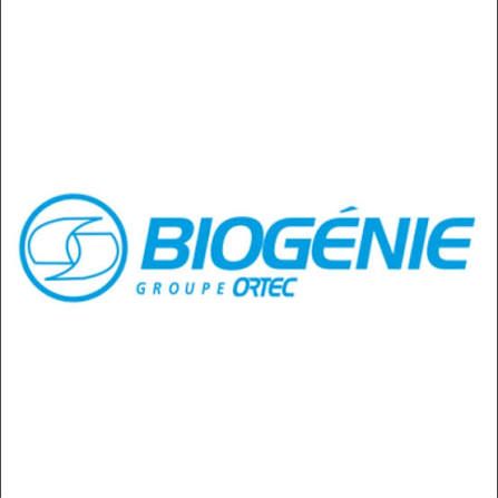 Logo de Biogénie Groupe Ortec en bleu sur fond blanc