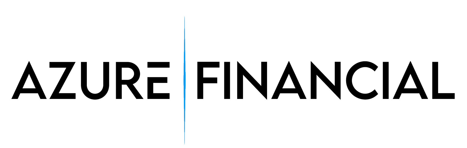 The logo for azure financial is black and white on a white background.