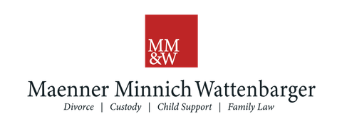 Logo of Maenner Minnich Wattenbarger law firm in red and black, focused on divorce, custody, child support, and family law.