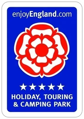 EnjoyEngland.com Holiday, Touring & Camping Park logo with red rose on blue background