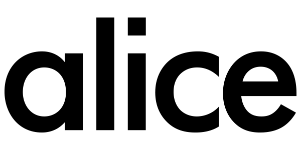 La parola "alice" in nero, carattere sans-serif.