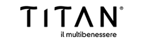 Logo per Titan, con la parola "TITAN" e lo slogan "il multibenessere".