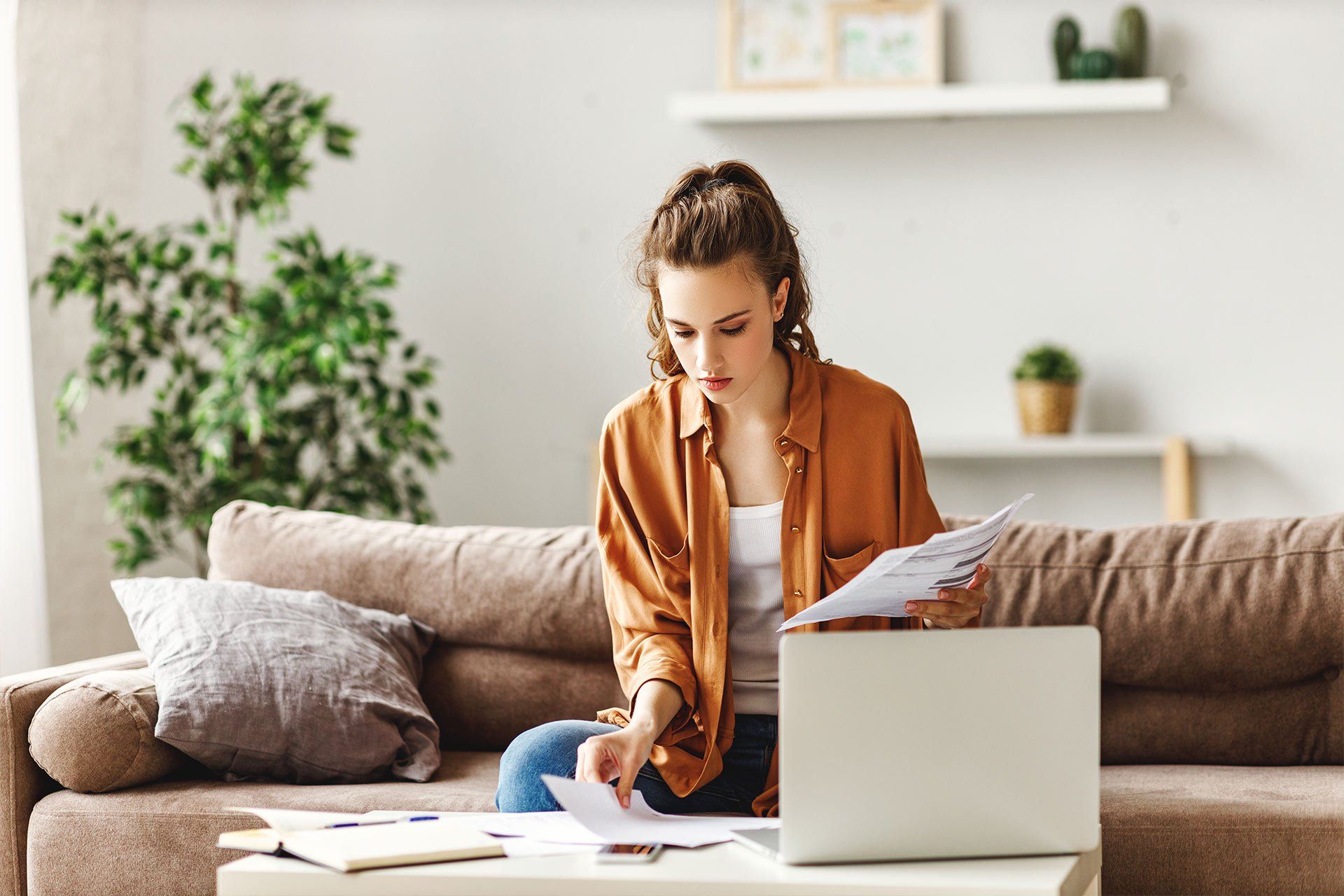 Woman dealing with paperwork