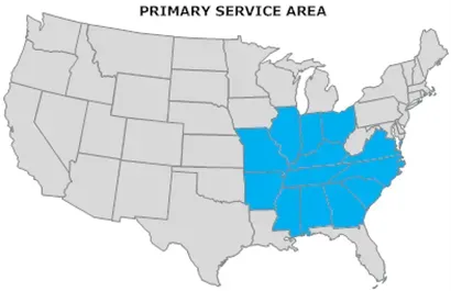 Service Area Map — Hopkinsville, KY — Workman Church And Commercial Seating