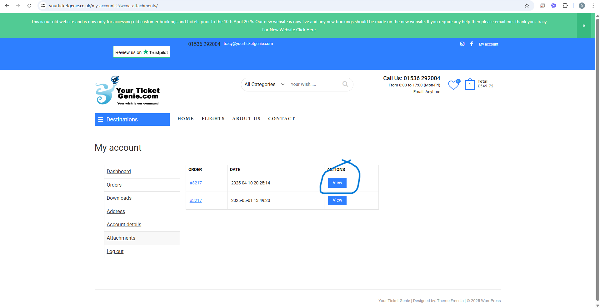 Website dashboard with blue header and left navigation menu, showing an empty main content area and lock icon.