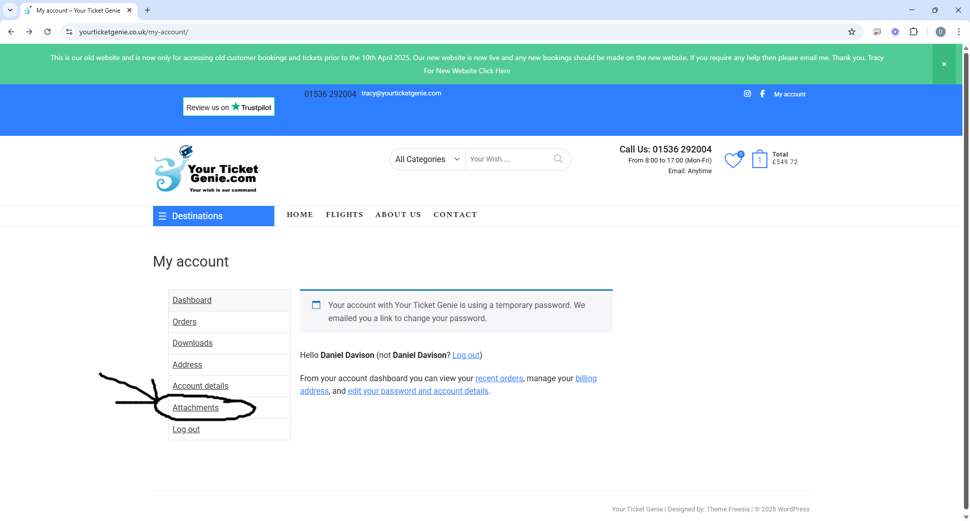 Screenshot of a university website with a left navigation menu circled in black ink