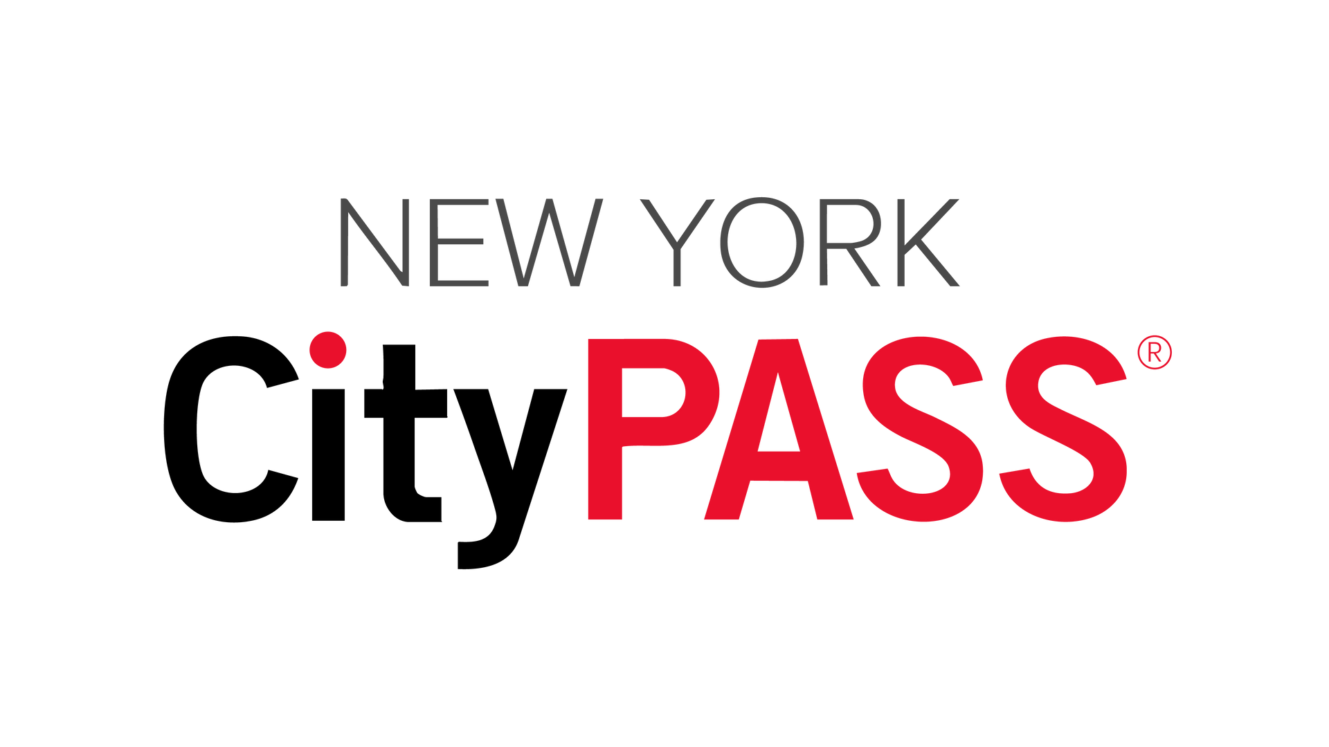 The new york city pass logo is red and black on a white background.