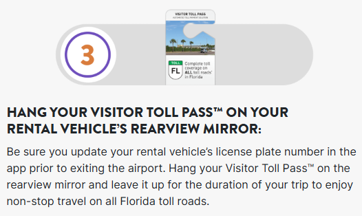 Step 3: Hang your visitor toll pass on the rearview mirror before arrival.