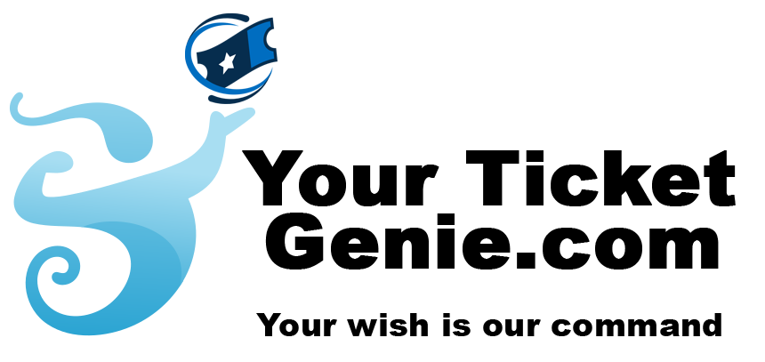 The logo for your ticket genie.com shows a ghost holding a ticket.