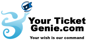 The logo for your ticket genie.com shows a ghost holding a ticket.