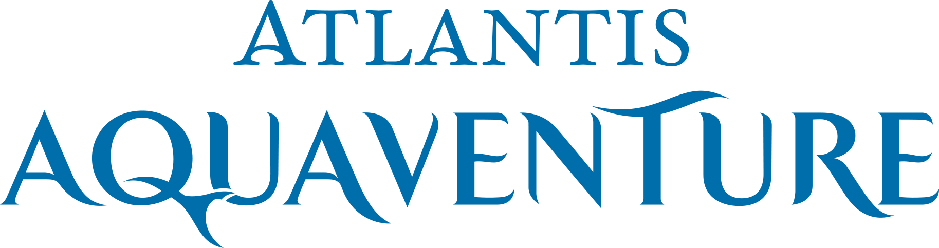 The logo for atlantis aquaventure is blue and white